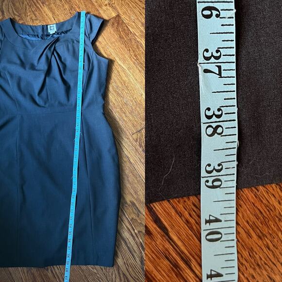 Anne Klein Gray Shift Dress Size 14 Sleeveless Back Zip Midi Career Minimalist - Picture 10 of 15